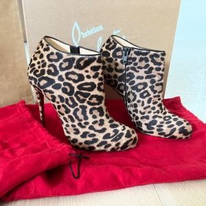 AUTHENTIC NWT Christian Louboutin Bellissima Jaguar Print Booties